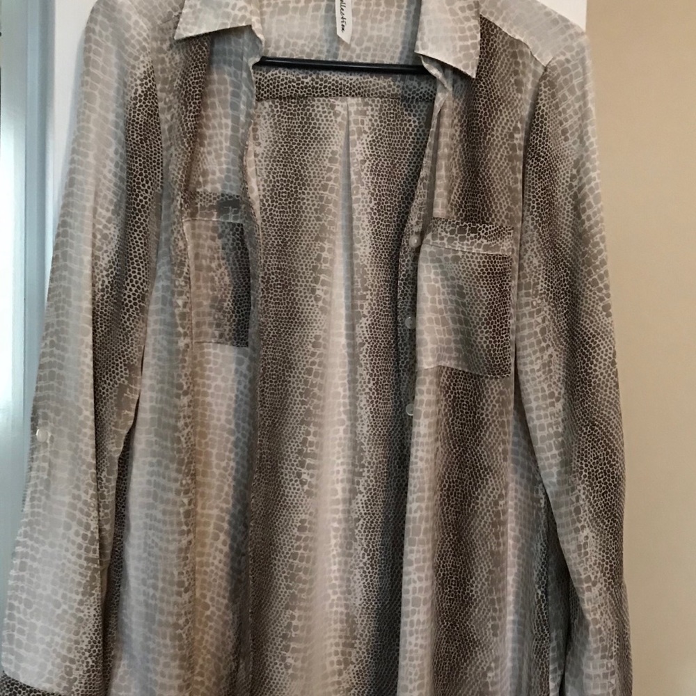 Nwt Snakeskin Pattern Button Down Blouse - image 1